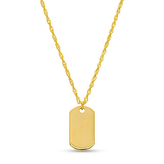 Engravable Dog Tag Pendant in 14K Gold
