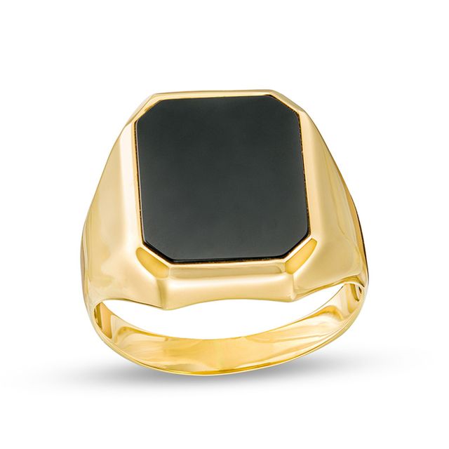 Octagonal Black Onyx Signet Ring in 10K Gold - Size 9