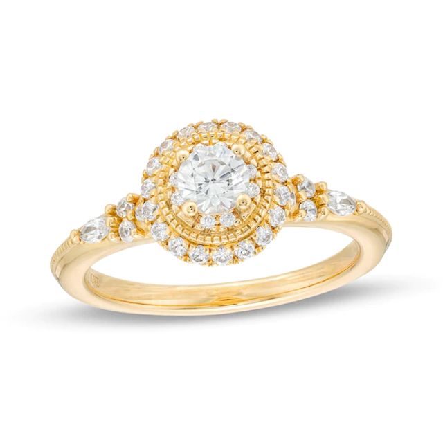 Vera Wang Love Collection 5/8 CT. T.w. Diamond Frame Vintage-Style Engagement Ring in 14K Gold