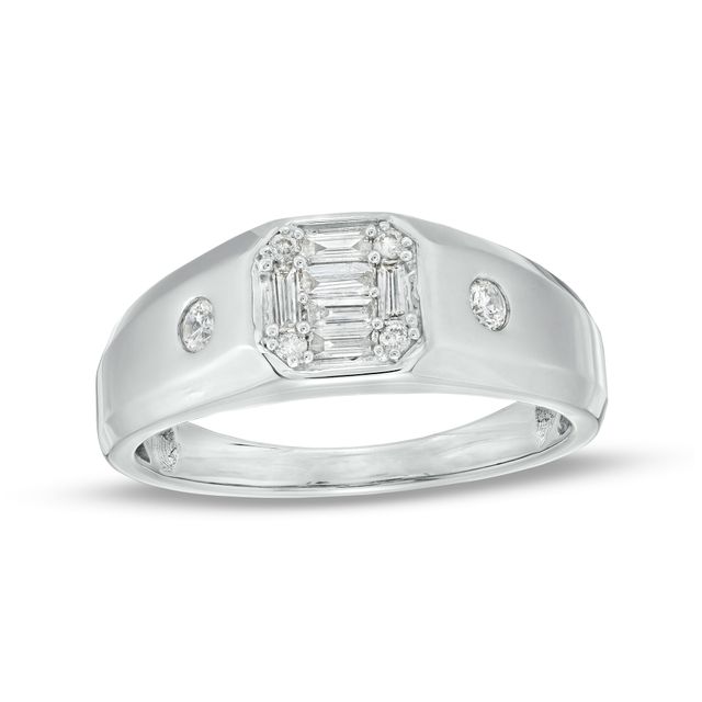 3/8 CT. T.w. Octagon-Shaped Multi-Diamond Band in 10K White Gold