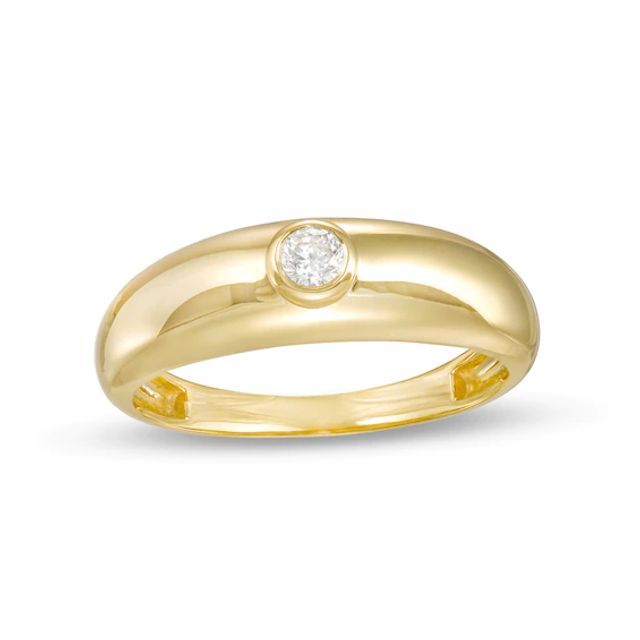 1/10 CT. Diamond Solitaire Dome Band in 10K Gold