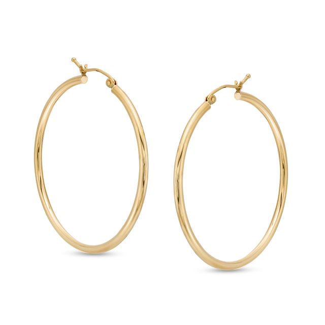40.0mm Tube Hoop Earrings in 14K Gold