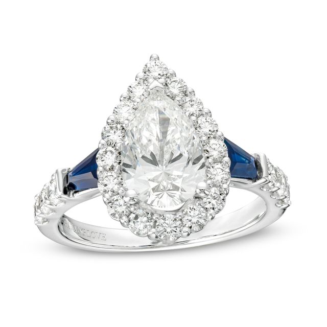 Vera Wang Love Collection 2-1/6 CT. T.w. Pear-Shaped Certified Lab-Grown Diamond Frame Engagement Ring in 14K White Gold (F/Vs2)