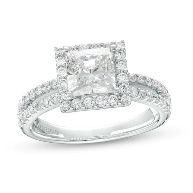 True Lab-Created Diamonds by Vera Wang Love 2 CT. T.w. Square Frame Engagement Ring in 14K White Gold (F/Vs2)