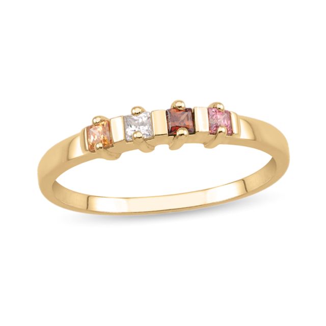 Mother's Princess-Cut Gemstone Ring (3-5 Stones)