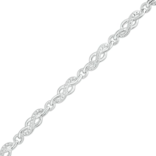 Diamond Accent Swirl Infinity Link Bracelet in Sterling Silver â 7.5"