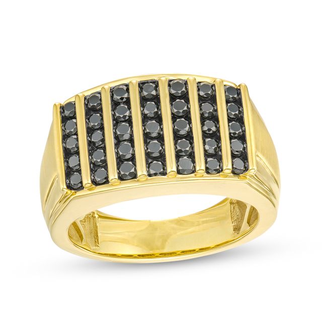 Men's 1 CT. T.w. Black Diamond Vertical Multi-Row Ring in 10K Gold