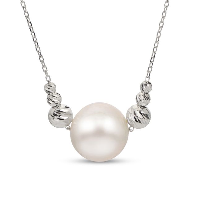 ImperialÂ® 11.0-12.0mm Freshwater Cultured Pearl with Graduated Brilliance Bead Tri-Sides Necklace in Sterling Silver