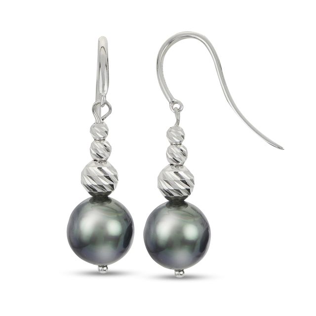 ImperialÂ® 8.0-9.0mm Black Tahitian Cultured Pearl with Graduated Brilliance Bead Drop Earrings in Sterling Silver