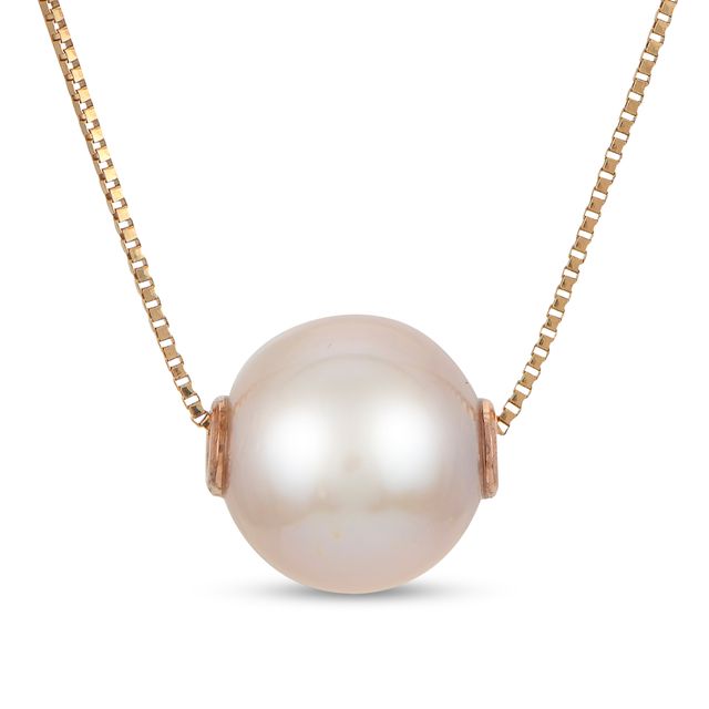 ImperialÂ® 9.0-10.0mm Pink Freshwater Cultured Pearl Necklace in 14K Rose Gold-17"