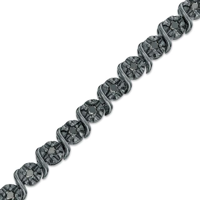 1 CT. T.w. Black Diamond "S" Link Tennis Bracelet in Sterling Silver with Black Rhodium - 7.25"