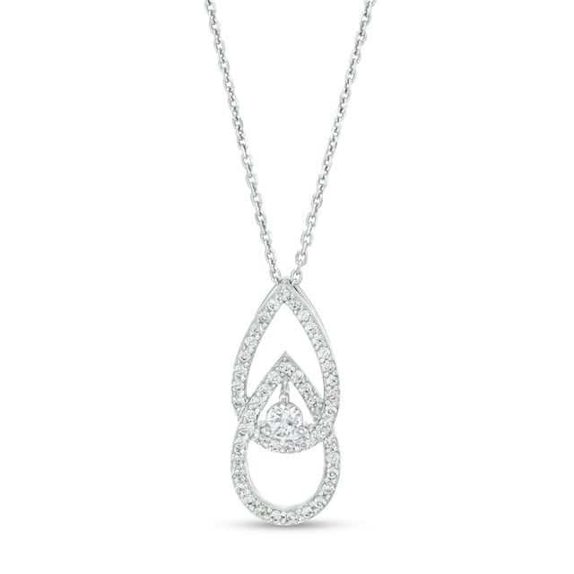 You Me Us 1/2 CT. T.w. Diamond Interlocking Teardrops Pendant in 10K White Gold â 19"