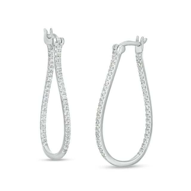 1/2 CT. T.w. Certified Lab-Created Diamond Wavy Hoop Earrings in 14K White Gold (F/Si2)