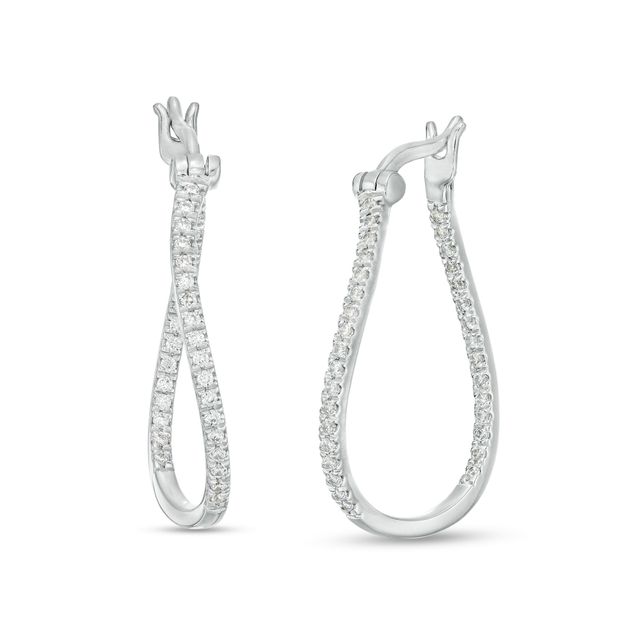 3/8 CT. T.w. Certified Lab-Created Diamond Wavy Hoop Earrings in 14K White Gold (F/Si2)