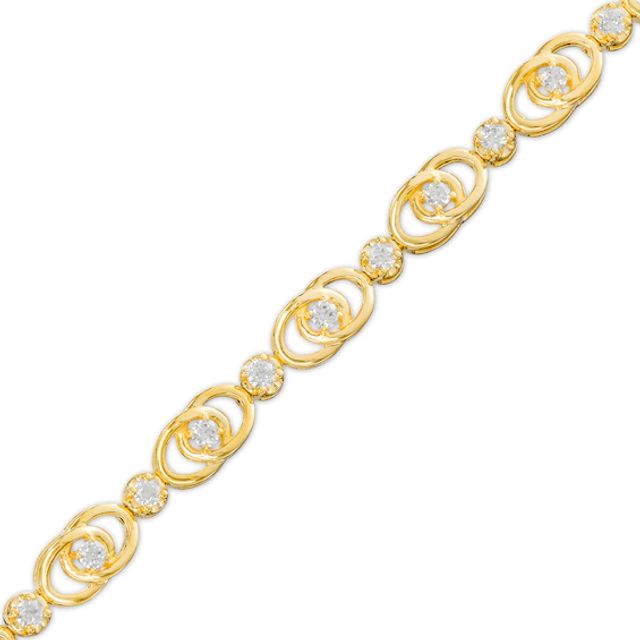 You Me Us 1 CT. T.w. Diamond Interlocking Oval Link Bracelet in 10K Gold