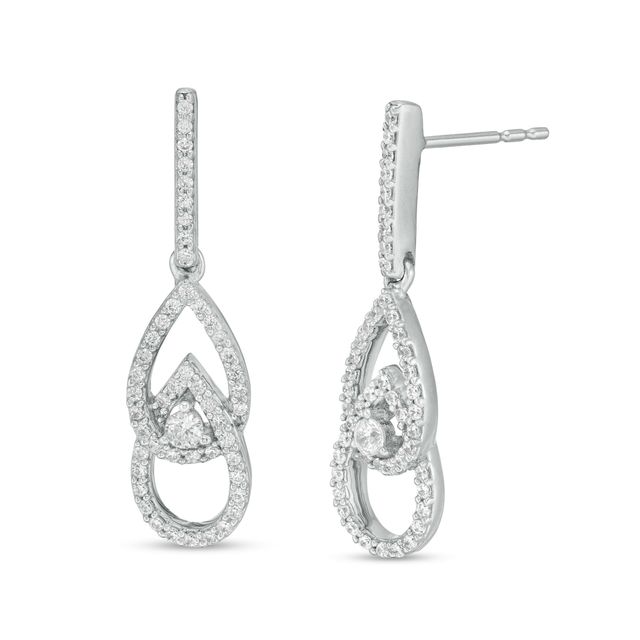 You Me Us 1/ CT. T.w. Diamond Interlocking Teardrops Earrings in 10K White Gold