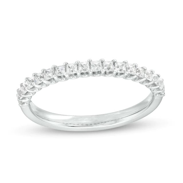 1/2 CT. T.w. Princess-Cut Diamond Scalloped PavÃ© Anniversary Band in 14K White Gold