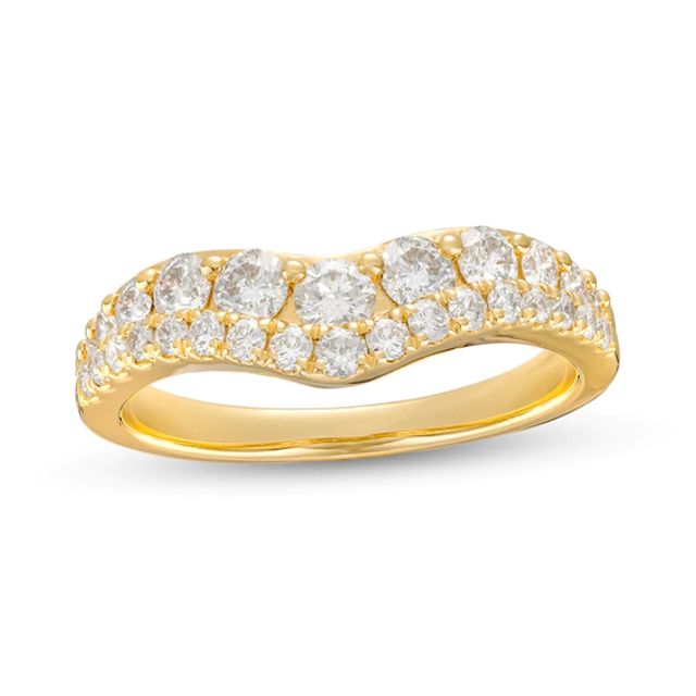 1 CT. T.w. Diamond Double Row Contour Anniversary Band in 14K Gold