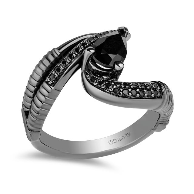 Enchanted Disney Villains Maleficent Onyx and 1/5 CT. T.w. Black Diamond Claw Ring in Sterling Silver in Black Rhodium