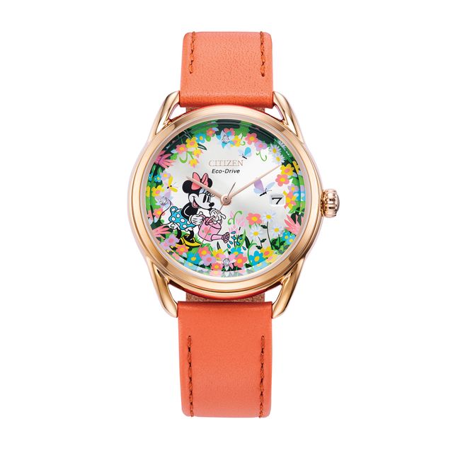 Ladies' Citizen Eco-DriveÂ® Mickey Mouse & Friends Minnie Diamond Rose-Tone Strap Watch (Model: Fe6087-04W)