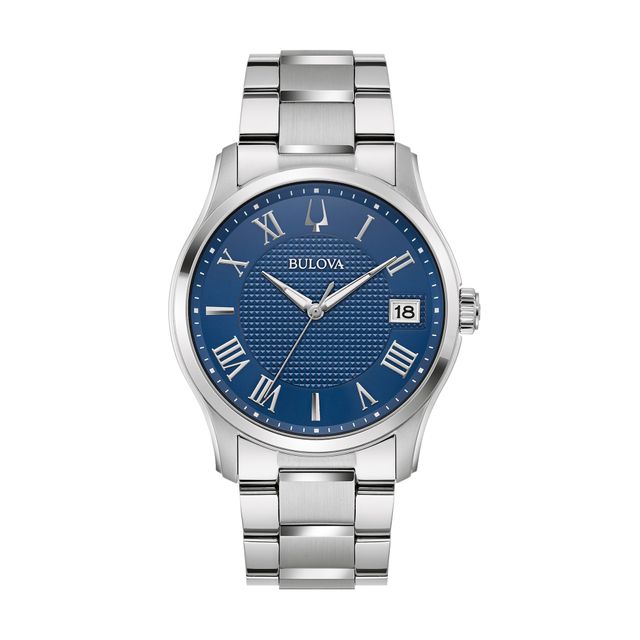 Men's Bulova Classic Watch with Blue Dial (Model: 96B386)