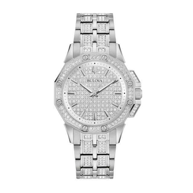 Ladies' Bulova Octava Crystal Watch with Silver-Tone Dial (Model: 96L305)