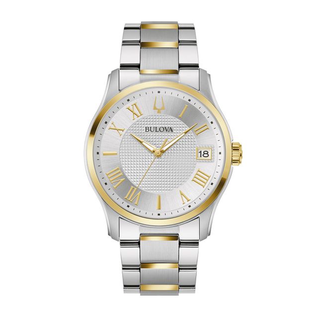 Men's Bulova Classic Wilton Two-Tone Watch with Silver-Tone Dial (Model: 98B391)