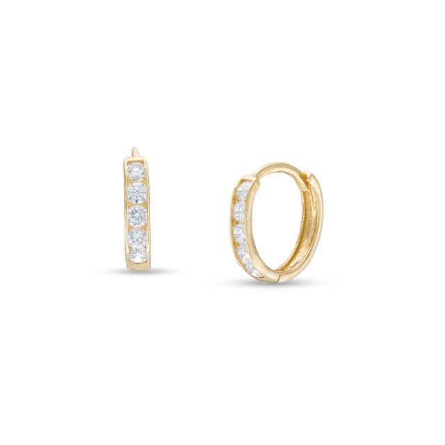 Child's Cubic Zirconia Five Stone Huggie Hoop Earrings in 14K Gold