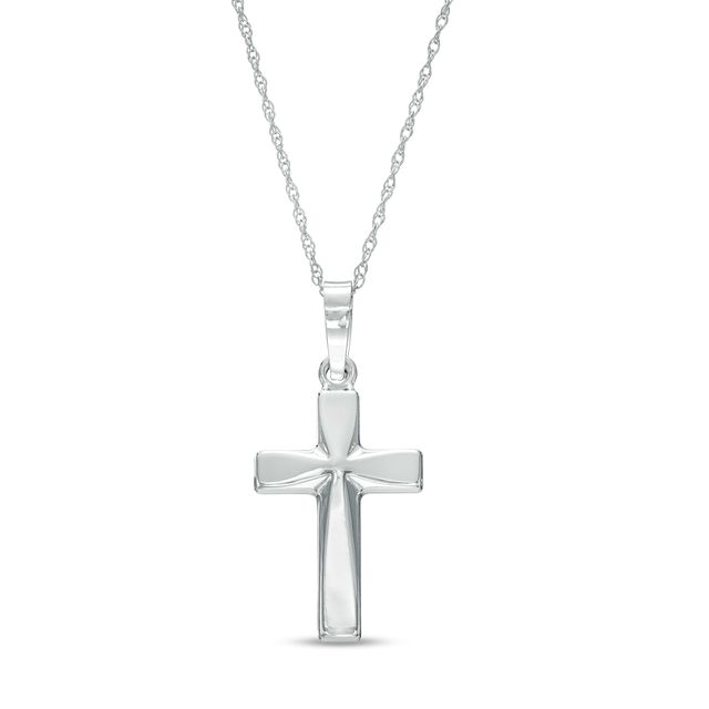 3.0mm Blue Sapphire and Diamond Accent Beaded Gothic-Style Cross Pendant in  10K White Gold | Zales