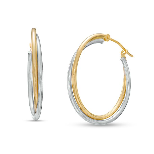 25.0mm Intertwined Tube Hoop Earrings in 14K Gold