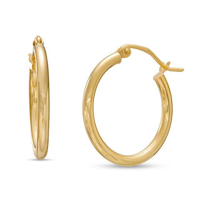 20.0mm Polished Tube Hoop Earrings in 14K Gold
