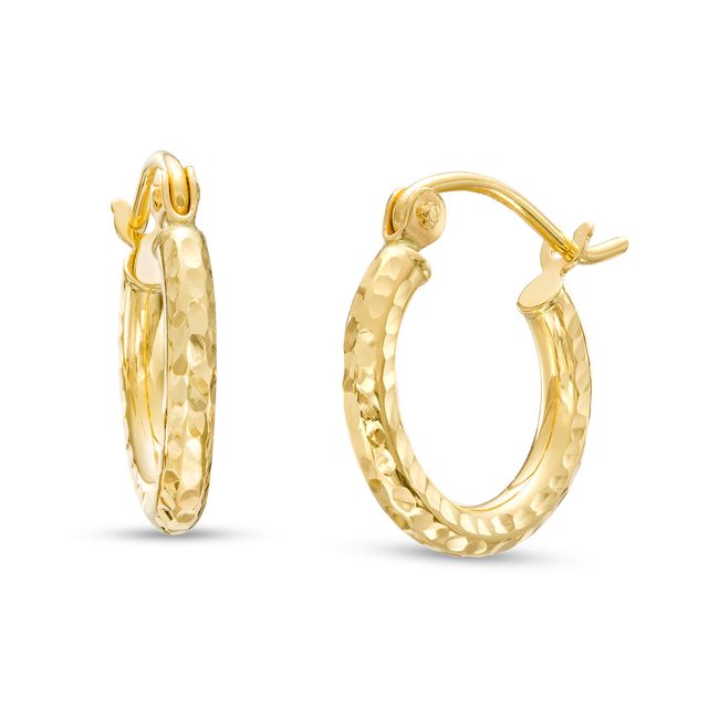 13.0mm Diamond-Cut Tube Hoop Earrings in 14K Gold
