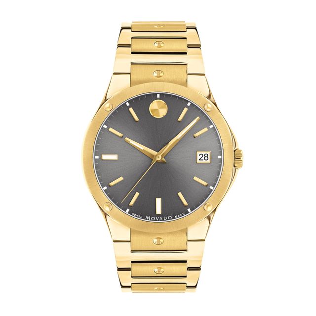Men's Movado SE Gold-Tone PVD Watch with Grey Dial (Model: 0607707)