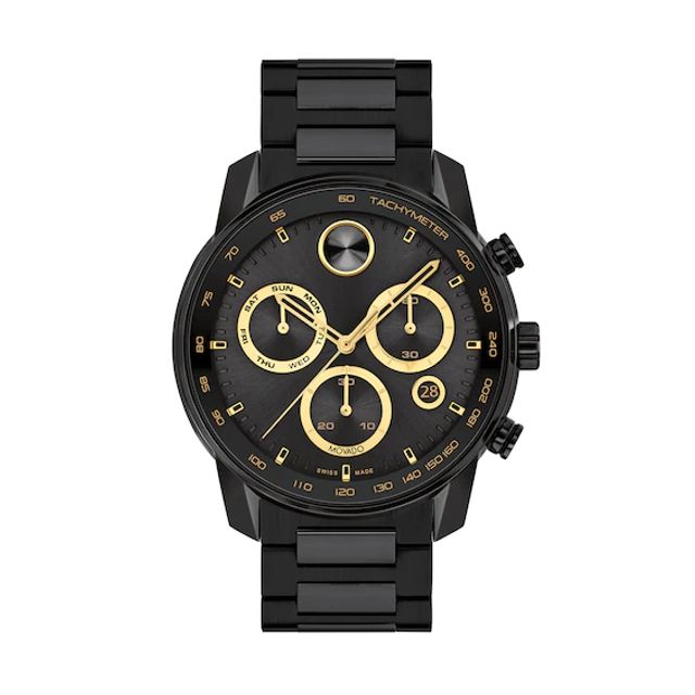 Men's Movado BoldÂ® Verso Black IP Chronograph Watch with Black Dial (Model: 3600906)