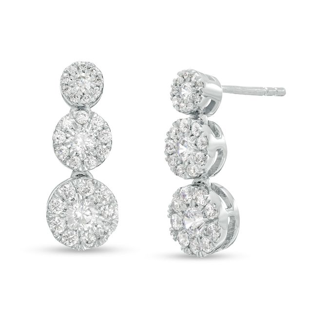 Marilyn Monroeâ¢ Collection 3/4 CT. T.w. Journey Multi-Diamond Trio Drop Earrings in 10K White Gold