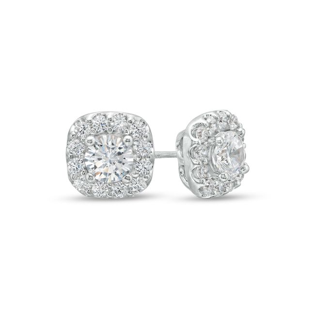 1-1/2 CT. T.w. Diamond Cushion-Shaped Frame Stud Earrings in 10K White Gold