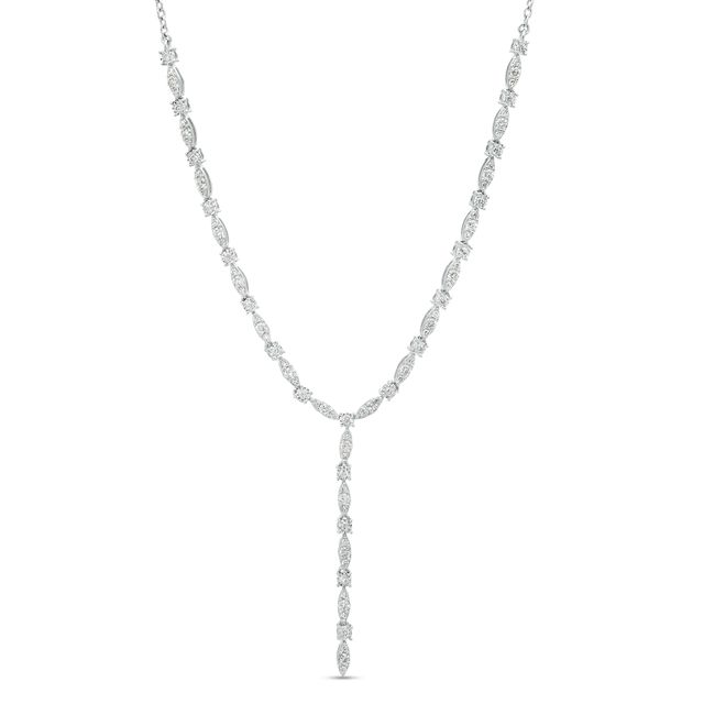 7/8 CT. T.w. Diamond Marquise and Round Alternating Art Deco "Y" Necklace in Sterling Silver