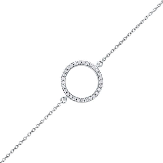 1/10 CT. T.w. Diamond Lined Circle Bracelet in 10K White Gold - 7.25"