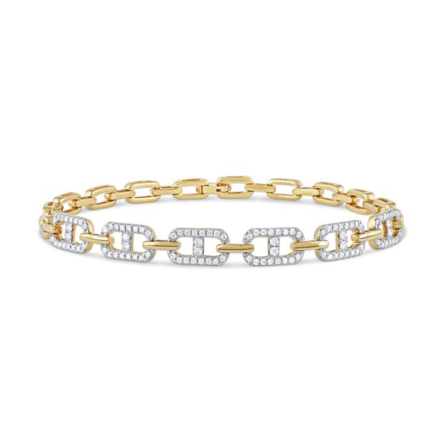 1 CT. T.w. Diamond Mariner Chain Alternating Link Bracelet in 10K Gold - 8.5"