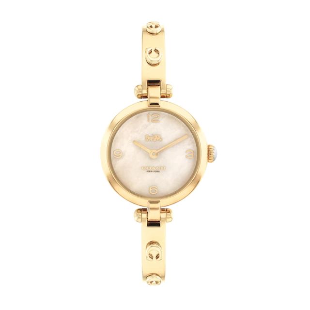 Ladies' Coach Cary Gold-Tone IP Bangle Watch with Gold-Tone Mother-of-Pearl Dial (Model: 14504006)