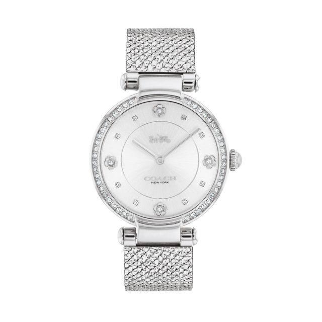 Ladies' Coach Cary Crystal Accent Mesh Watch with Silver-Tone Dial (Model: 14503995)