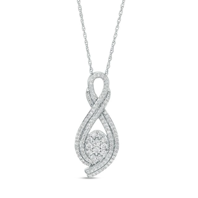 1 CT. T.w. Oval-Shaped Multi-Diamond Double Row Looped Pendant in Sterling Silver
