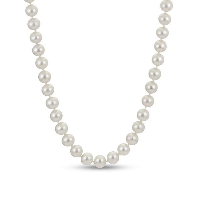 7.0-7.5mm Freshwater Cultured Pearl Strand Necklace with Sterling Silver Filigree Clasp-30"