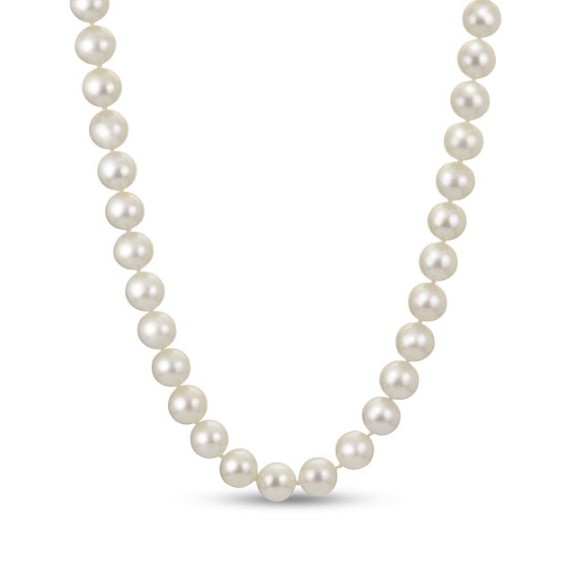 8.0-8.5mm Cultured Freshwater Pearl Strand Necklace with Sterling Silver Filigree Clasp