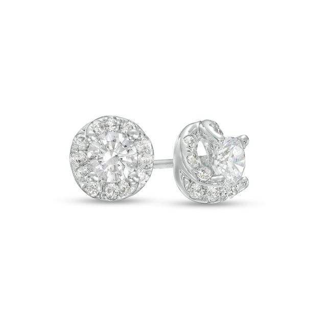 3/4 CT. T.w. Diamond Frame Tornado Stud Earrings in 10K White Gold