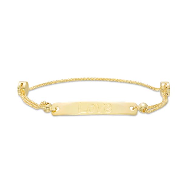 Diamond-Cut "Love" Bar Bolo Bracelet in 10K Gold â 9"