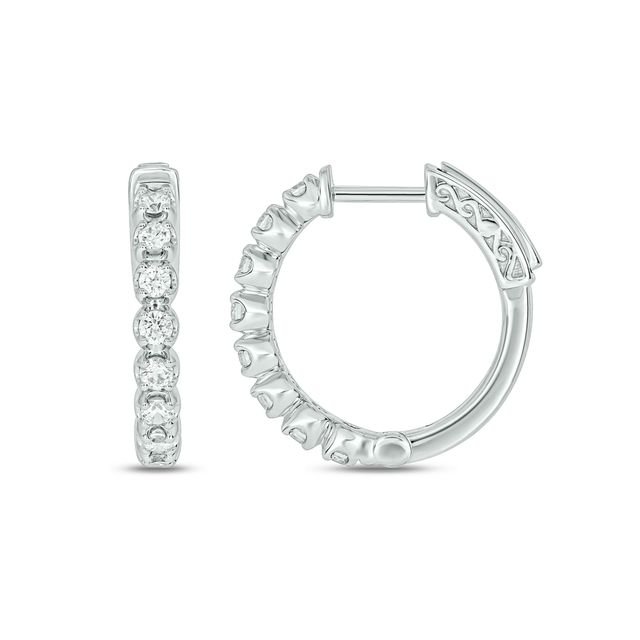 Men's 1/2 CT. T.w. Diamond Huggie Hoop Earrings in 10K White Gold