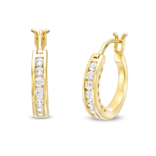 1/2 CT. T.w. Diamond Seven Stone Hoop Earrings in 14K Gold