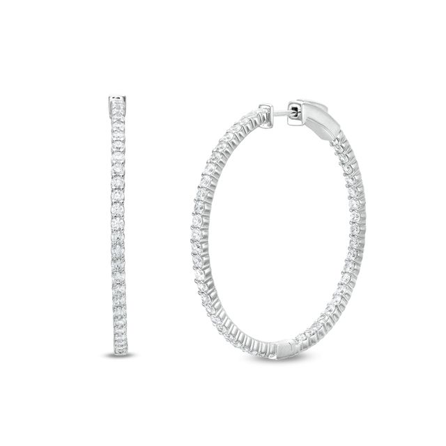 3 CT. T.w. Diamond Inside-Out Hoop Earrings in 14K White Gold