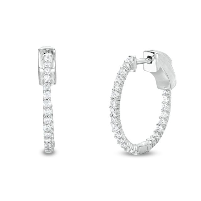 1 CT. T.w. Diamond Inside-Out Hoop Earrings in 14K White Gold